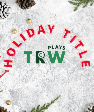 A graphic showing the words "Holiday Title" for the play The Christmas Carol Farce for TRW Plays